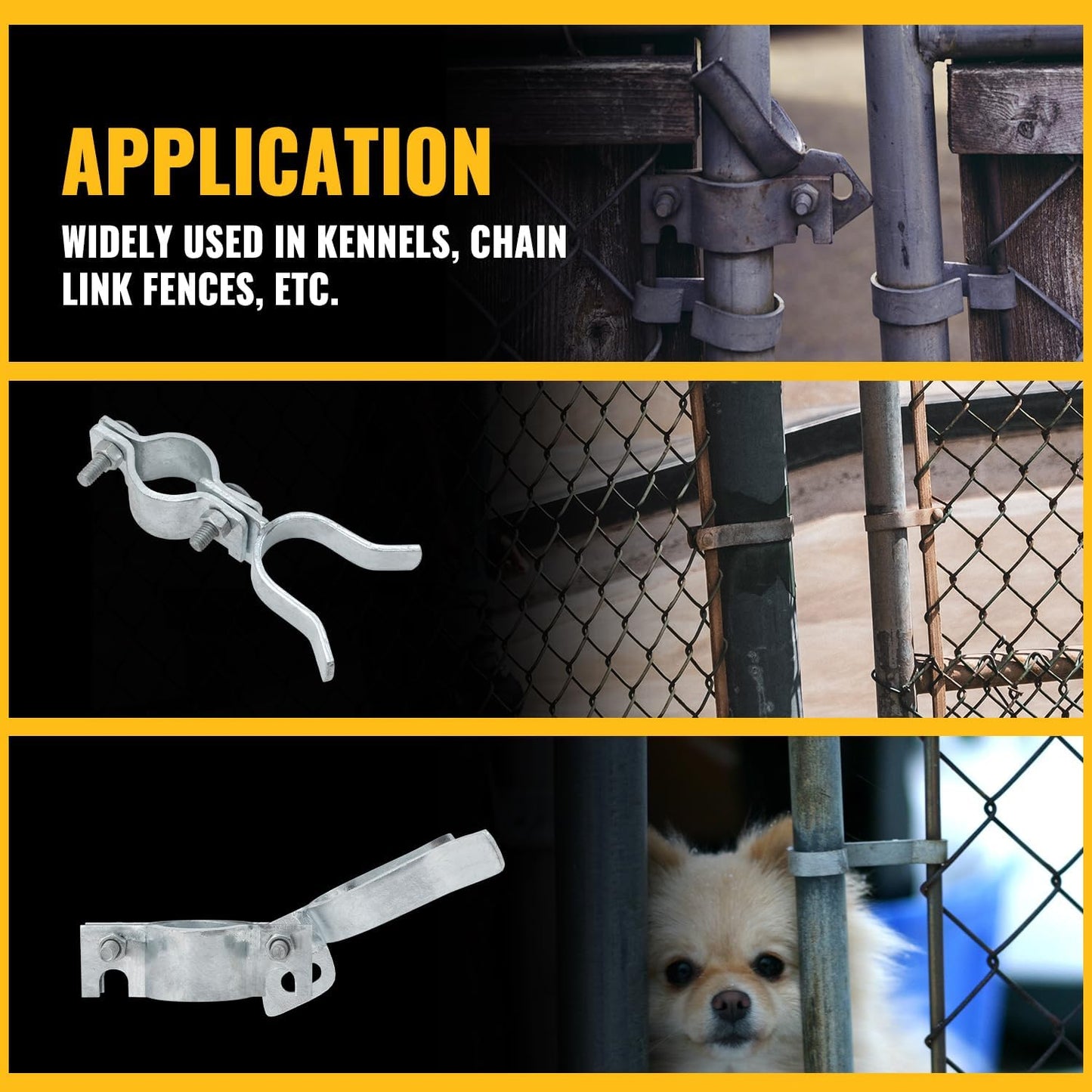 Galvanized Steel Chain Link Gate Latch with Padlock Hole, 1-3/8" x 1-3/8", 2 PCS - Fence Parts