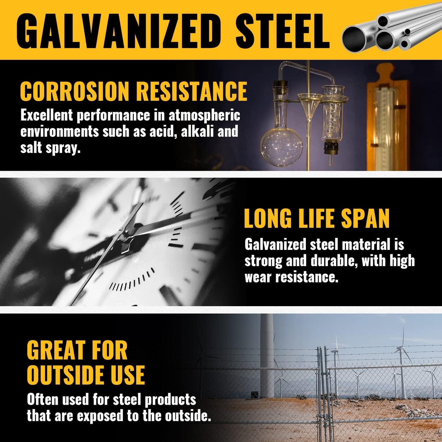 Galvanized Steel Chain Link Gate Latch with Padlock Hole, 1-3/8" x 1-3/8", 2 PCS - Fence Parts