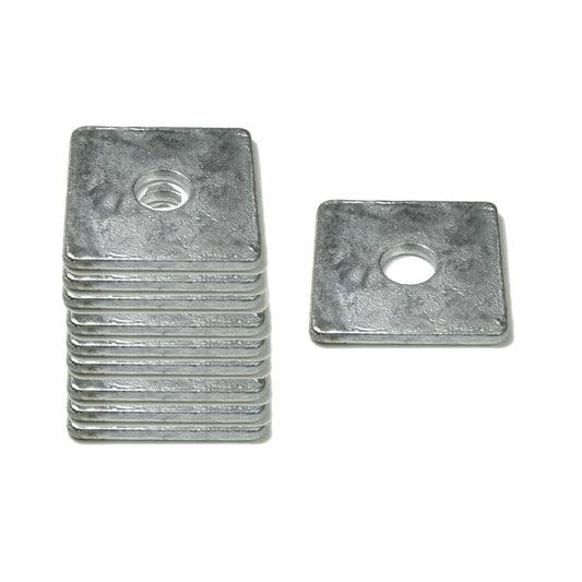 Galvanized Steel Heavy Duty Square Washer Plate with Square Nut Fastener Hardware - 5/8" x 3" x 3" x 1/8