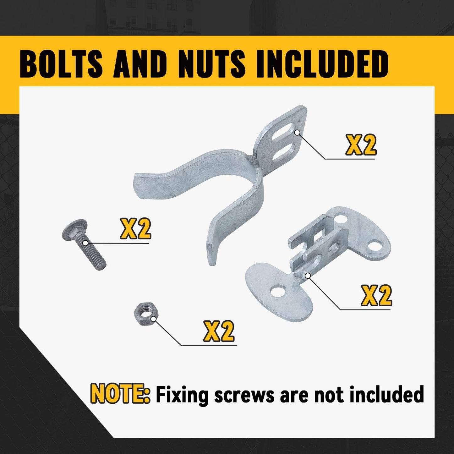 Galvanized Steel Wall Mount Chain Link Fence Gate Fork Latch for 1-5/8" Gate Frame with Padlock Hole - 2 PCS