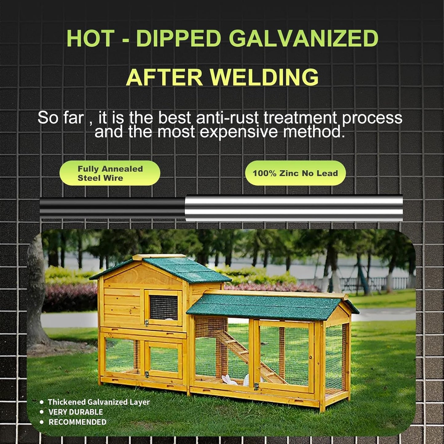 Galvanized Wire Mesh Roll 8'' x 10' - 1/4 inch - 23 GA - Chicken Wire Fence for Poultry, Rabbit, and Snake Fences