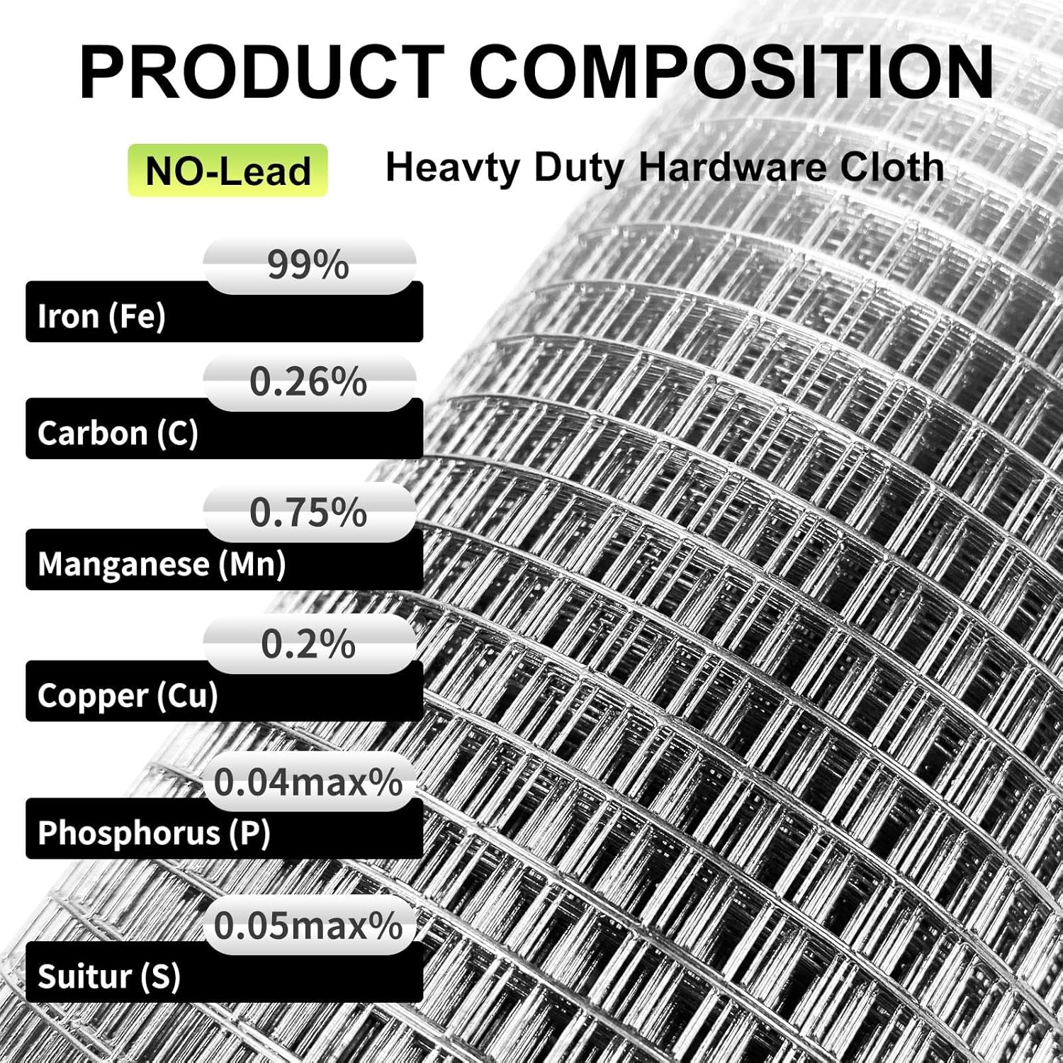 Galvanized Wire Mesh Roll 8'' x 10' - 1/4 inch - 23 GA - Chicken Wire Fence for Poultry, Rabbit, and Snake Fences