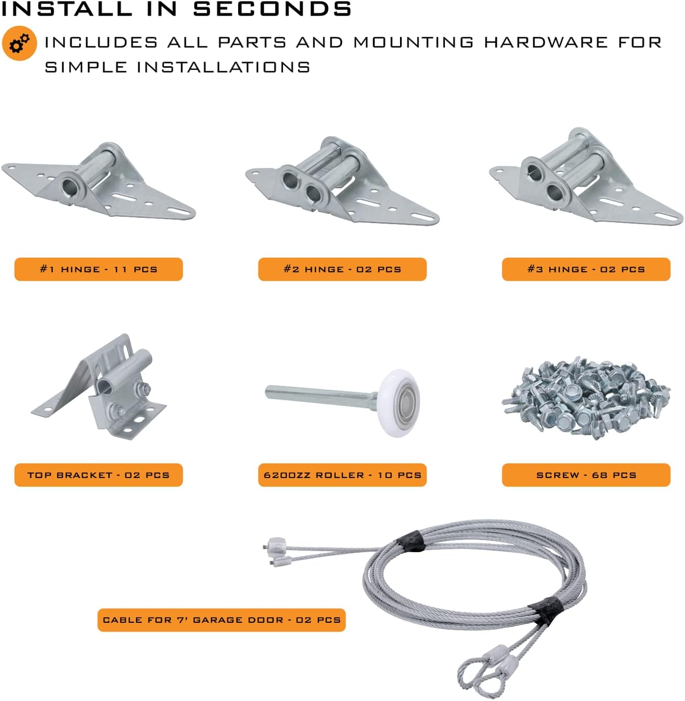Garage Door Hinge Roller Bracket Tune Up Kit for 16'x7' or 18'x7' Doors - HARDWAREX SUPPLY 6200ZZ Hardware