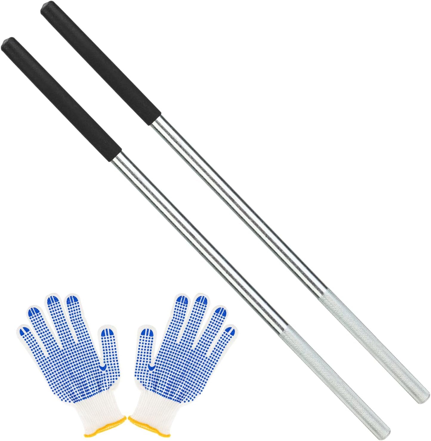 Garage Door Torsion Spring Winding Bars Set - 2 Pcs Zinc Steel Rods with Non-Slip Handle for Adjusting Tension Springs, Black