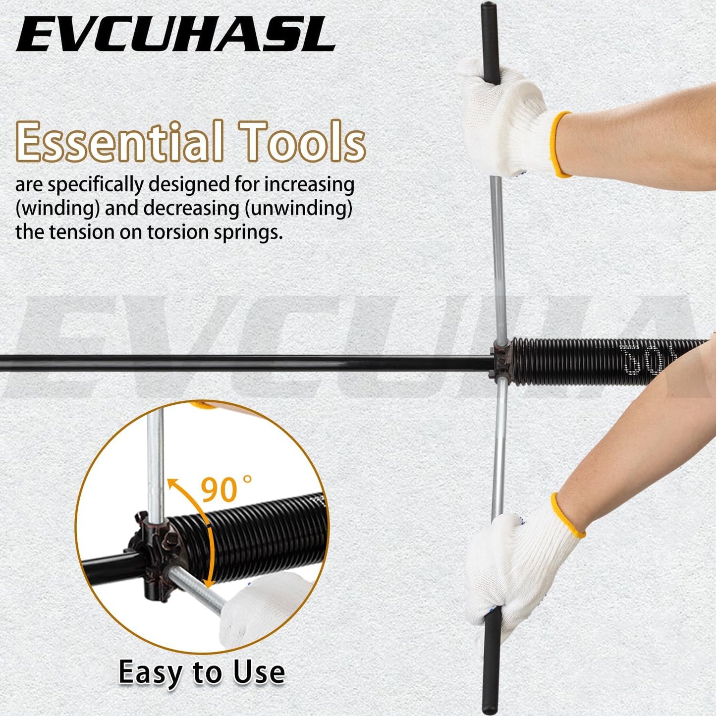 Garage Door Torsion Spring Winding Bars Set - 2 Pcs Zinc Steel Rods with Non-Slip Handle for Adjusting Tension Springs, Black