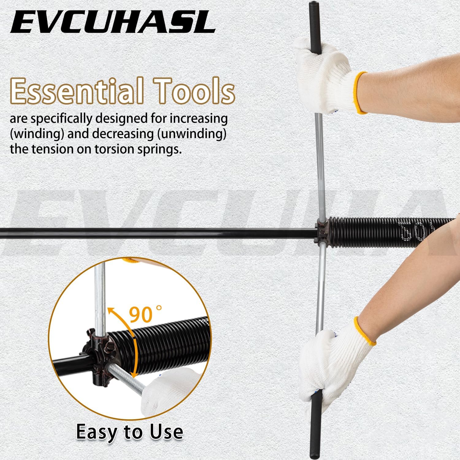 Garage Door Torsion Spring Winding Bars Set - 2 Pcs Zinc Steel Rods with Non-Slip Handle for Adjusting Tension Springs, Black