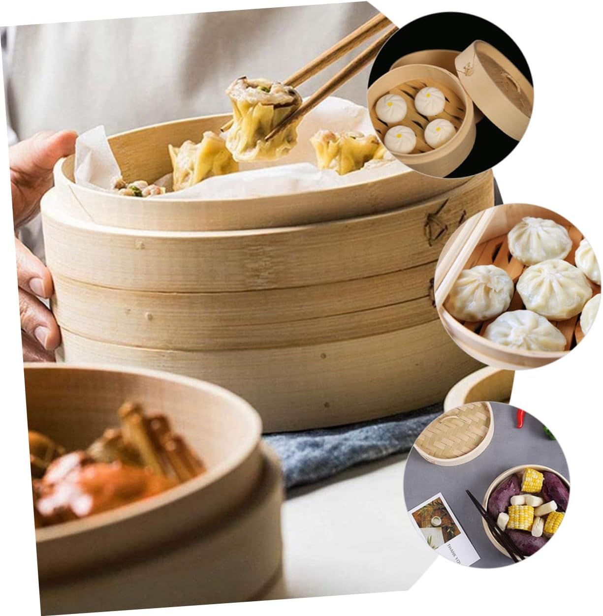 Garneck 1 Set Stackable Kitchen Steamer Lids with Cooling Rack for Mini Rice Cooker and Electric Air Fryer