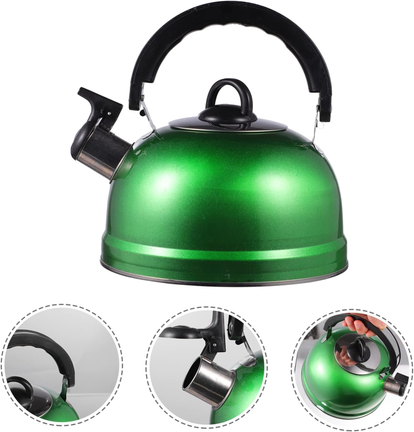 Garneck 2 Pcs Stainless Steel Electric Kettle Set for Boiling Water - Chirping Kettle Espresso Maker - Gas and Induction Stove Safe - Portable Camping Tea Kettle - Green Color