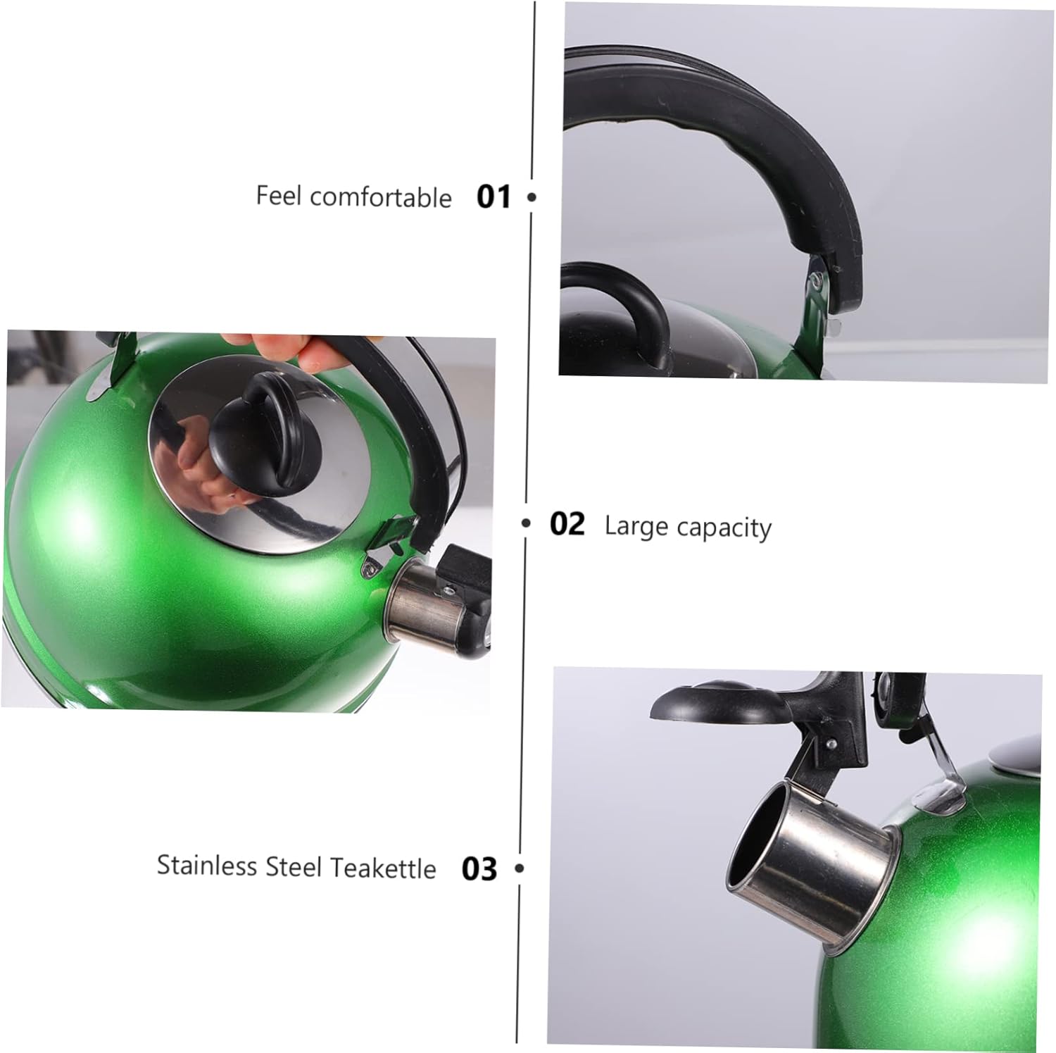 Garneck 2 Pcs Stainless Steel Electric Kettle Set for Boiling Water - Chirping Kettle Espresso Maker - Gas and Induction Stove Safe - Portable Camping Tea Kettle - Green Color