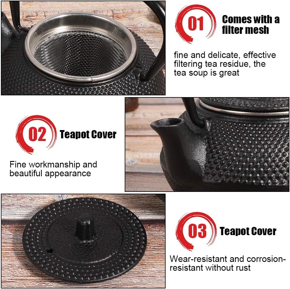 Garosa 300mL Japanese Tea Kettle Cast Iron Tea Pot with Strainer - Ideal for Home, Office, Yoga, or Decoration