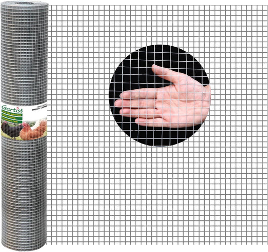 Gartist Hot-Dip Galvanized Welded Hardware Cloth,1/2inch 19Ga 16"x50' Chicken Wire Fencing, Raised Garden Bed Supports Wire Mesh Roll, Galvanized Wire Mesh Fence Prevent Snakes, Raccoons, Foxes - WildKart