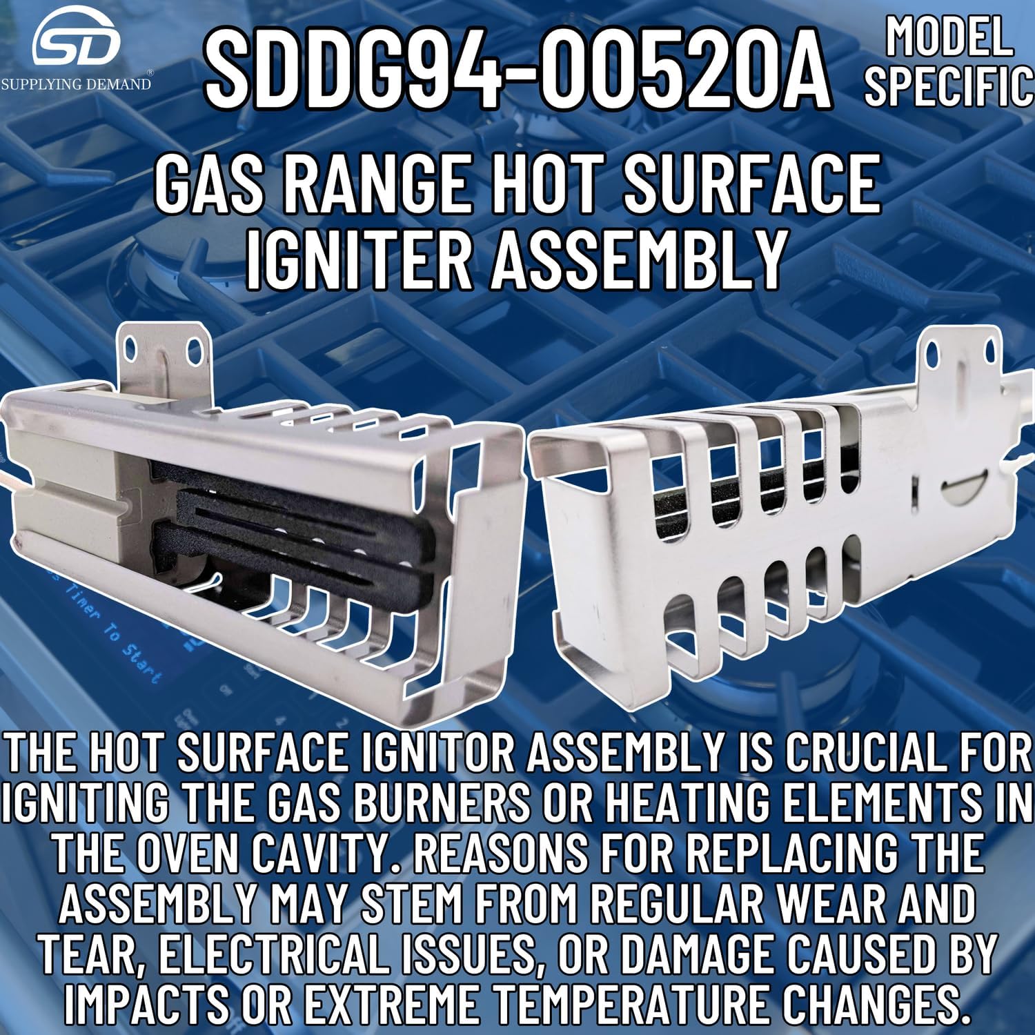 Gas Range Hot Surface Igniter Assembly Replacement DG94-00520A 2692271 - Supplying Demand
