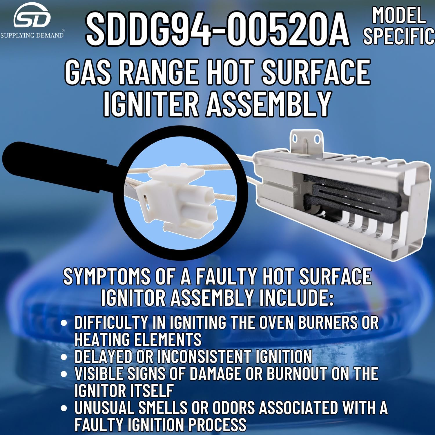 Gas Range Hot Surface Igniter Assembly Replacement DG94-00520A 2692271 - Supplying Demand