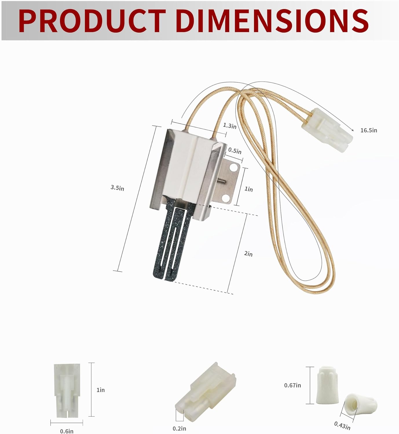 Gas Range Oven Igniter Flat Ignitor - GEIparts 316489400 Replacement for 5304534663, 316428500, 316428501, 5304462661 - AP3963540