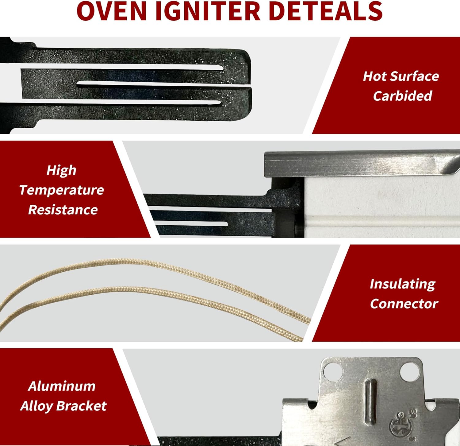 Gas Range Oven Igniter Flat Ignitor - GEIparts 316489400 Replacement for 5304534663, 316428500, 316428501, 5304462661 - AP3963540