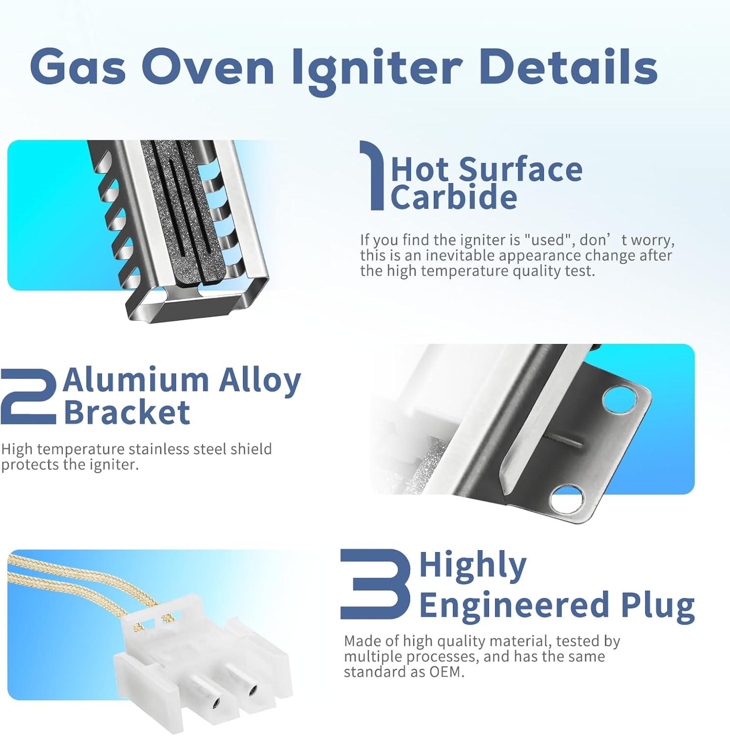 Gas Range Oven Igniter for Samsung NX58H5600SS Nx58h9500WS - Replacement for GE Whirlpool Hotpoint - DG94-00520A AP5577941 WB13K21 Norton 501a by BOGDA