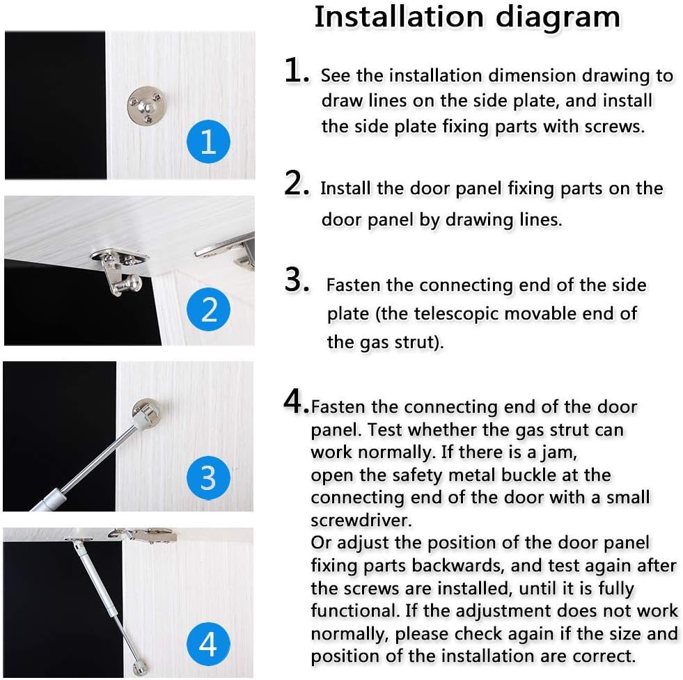 Gas Spring 120N/26lb Soft Close Hinges 2 Pack - Hydraulic Support for Toy Box, Cabinet, Kitchen - Gas Strut Lid Support