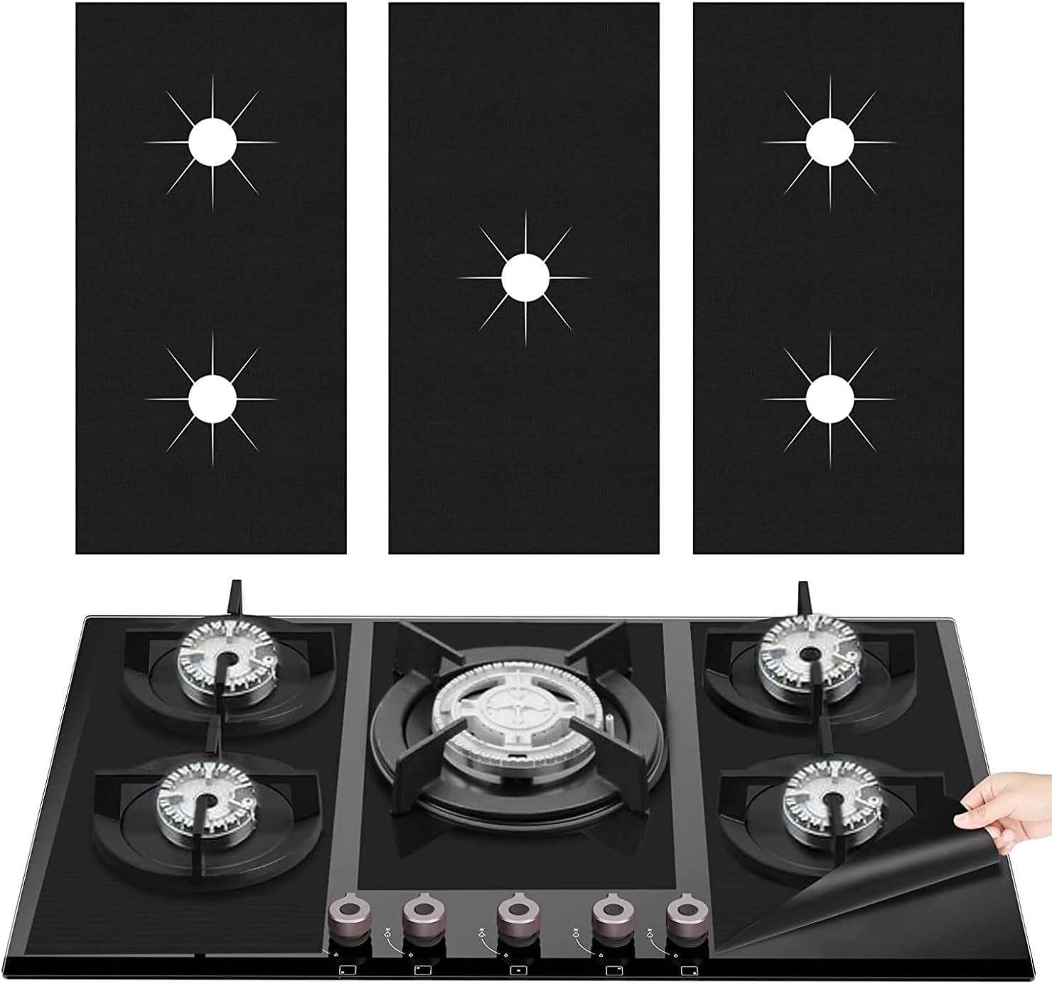 Gas Stove Guard Set - Easy-Clean Reusable Shields, Heat-Resistant Liners for Gas Range Burner Covers