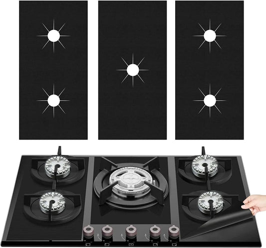 Gas Stove Guard Set - Easy-Clean Reusable Shields, Heat-Resistant Liners for Gas Range Burner Covers