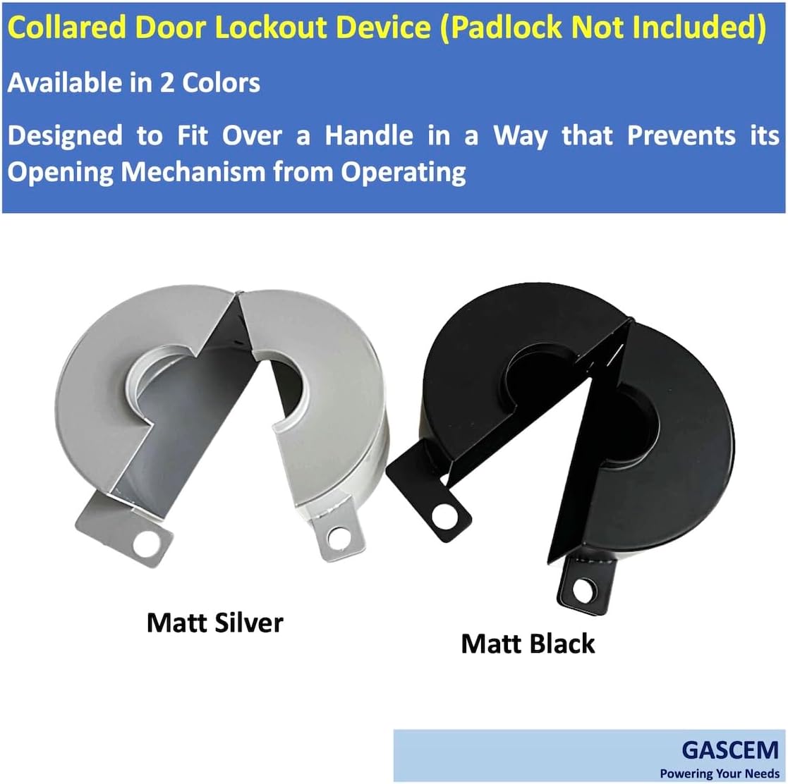 Gascem Door Knob Lockout Device (Matt Black, Padlock Not Included). Door Handle Lock - Prevents Doorknobs from Turning and Access to Keyhole. Childproof Door Knob Cover.