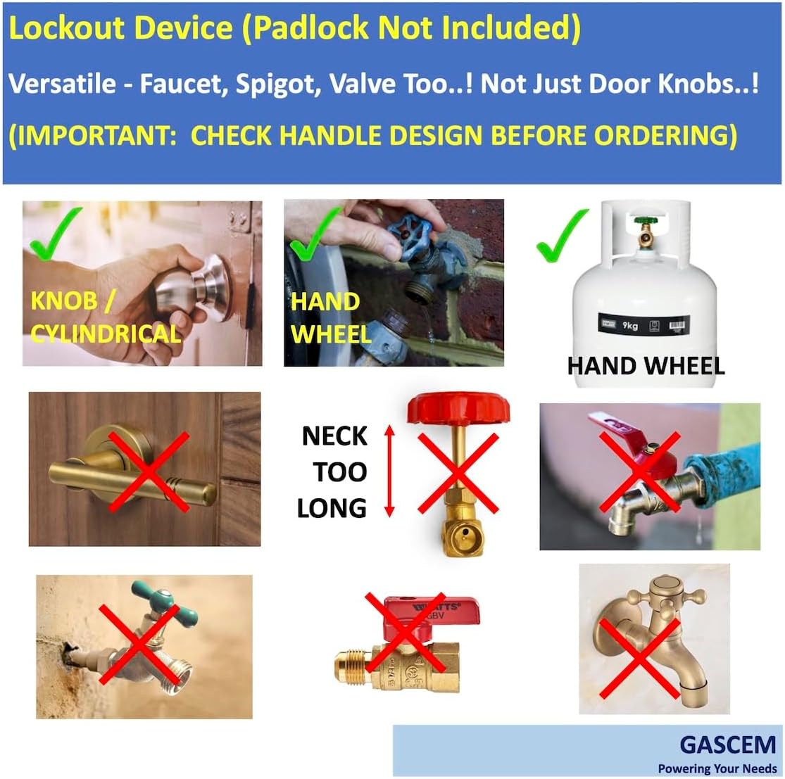 Gascem Door Knob Lockout Device (Matt Black, Padlock Not Included). Door Handle Lock - Prevents Doorknobs from Turning and Access to Keyhole. Childproof Door Knob Cover.