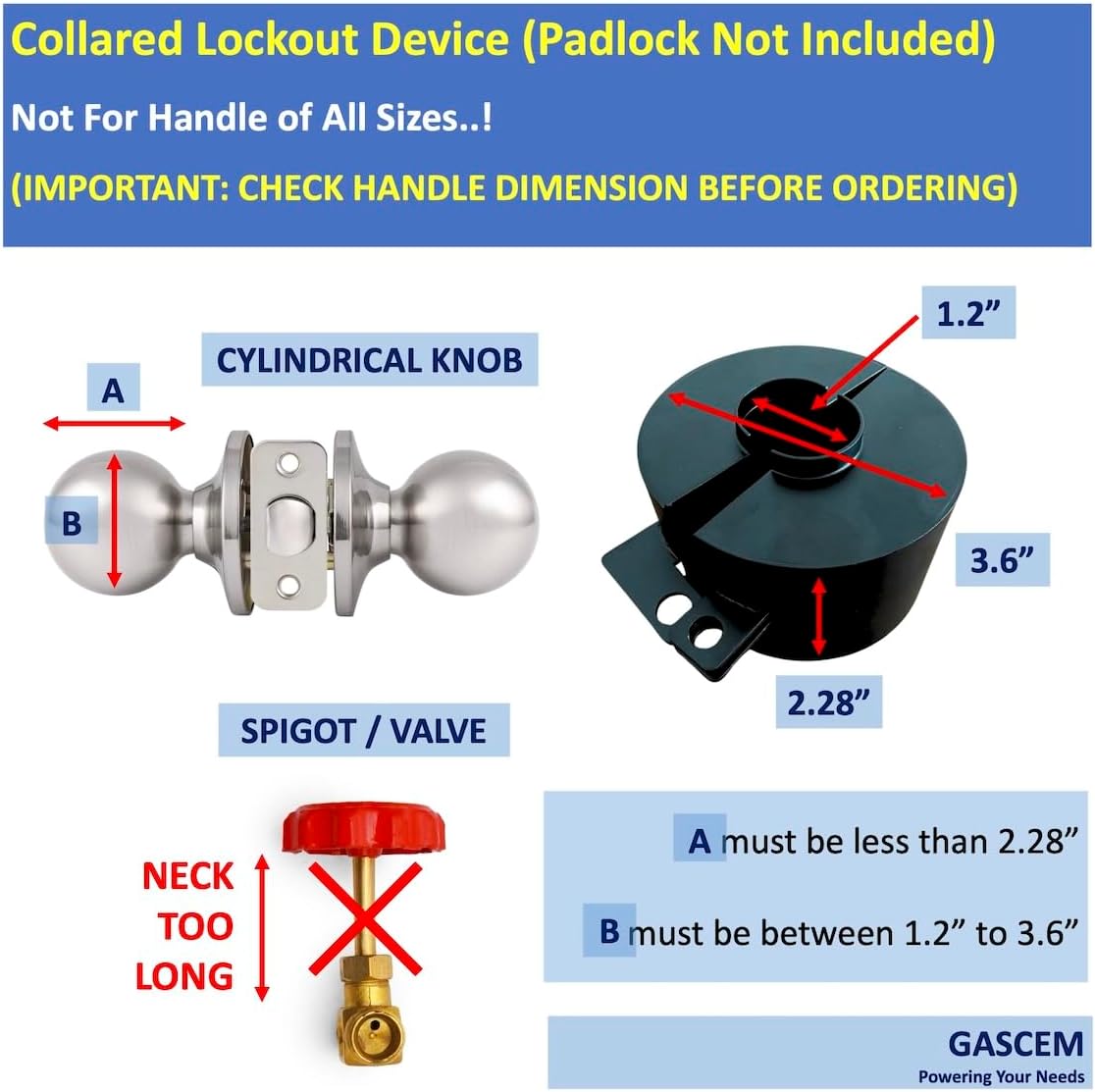 Gascem Door Knob Lockout Device (Matt Black, Padlock Not Included). Door Handle Lock - Prevents Doorknobs from Turning and Access to Keyhole. Childproof Door Knob Cover.