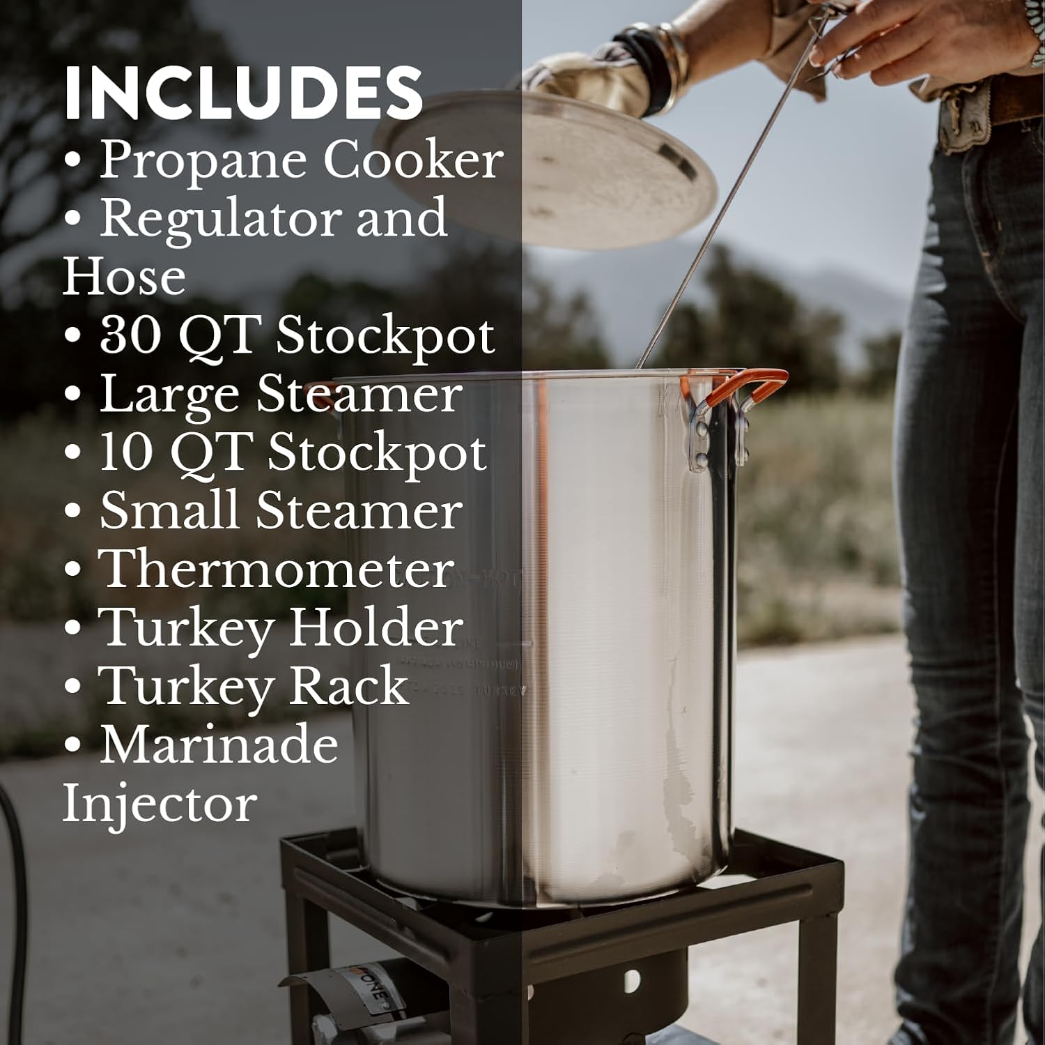 GasOne 30QT Turkey Fryer and 10QT Fish Fryer Set - Perfect Outdoor Cooker for Seafood Boil, Crawfish, Crab, Shrimp, and Lobster - Black Fryer Kit for Holiday Cooking