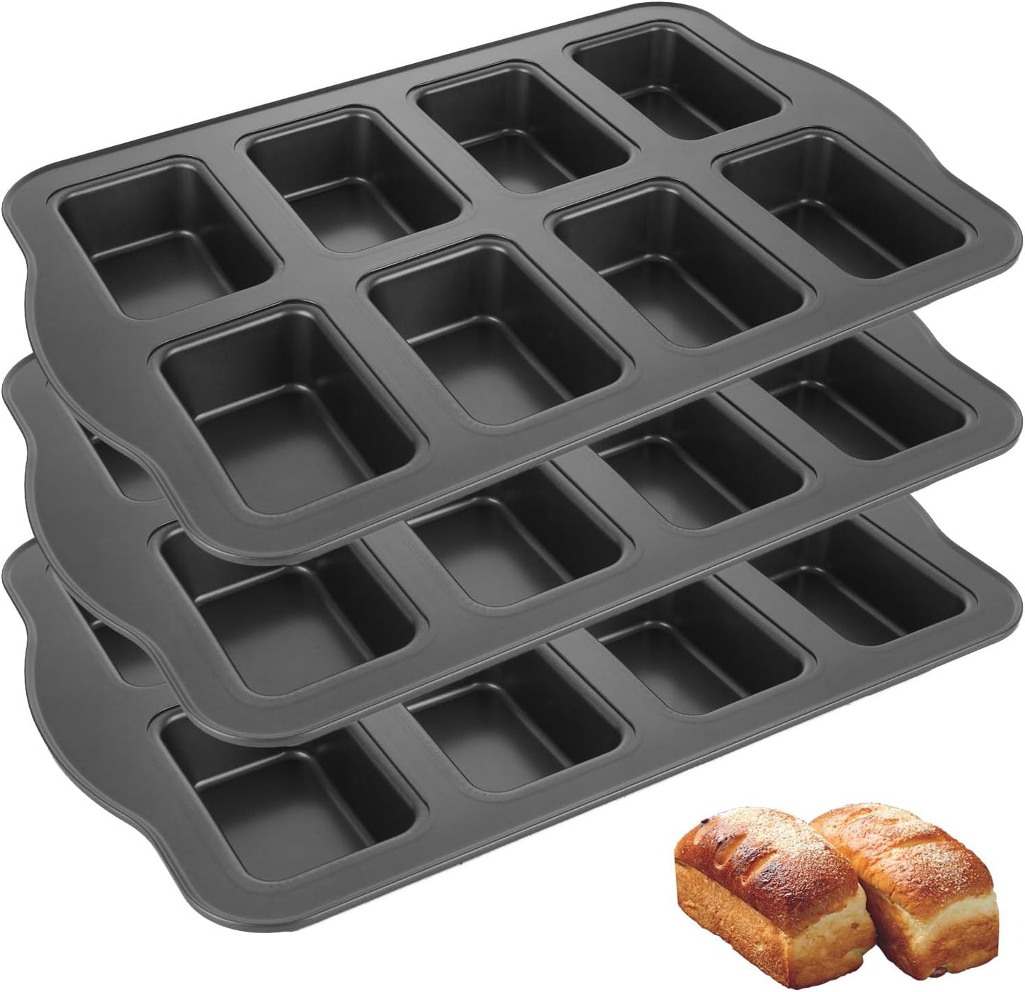 GBACHOOSE 3 Pack Mini Loaf Pans: Non-Stick Carbon Steel Baking Pan Set for Bread, Brownies, and More