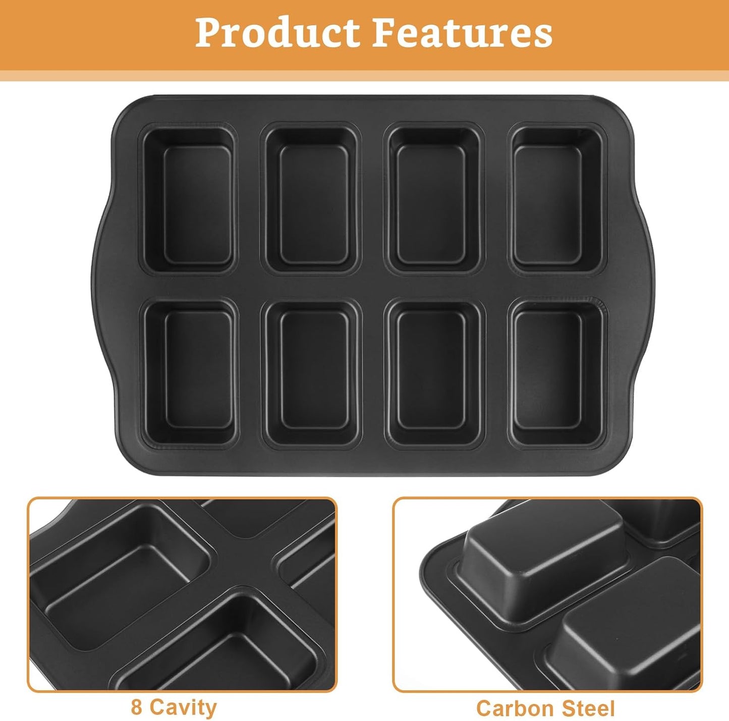 GBACHOOSE 3 Pack Mini Loaf Pans: Non-Stick Carbon Steel Baking Pan Set for Bread, Brownies, and More