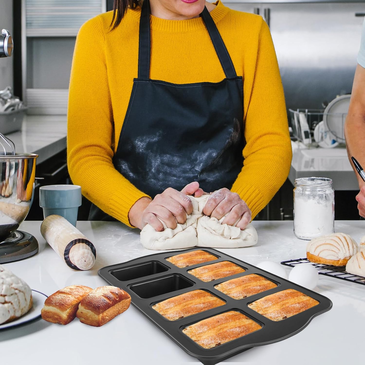 GBACHOOSE 3 Pack Mini Loaf Pans: Non-Stick Carbon Steel Baking Pan Set for Bread, Brownies, and More
