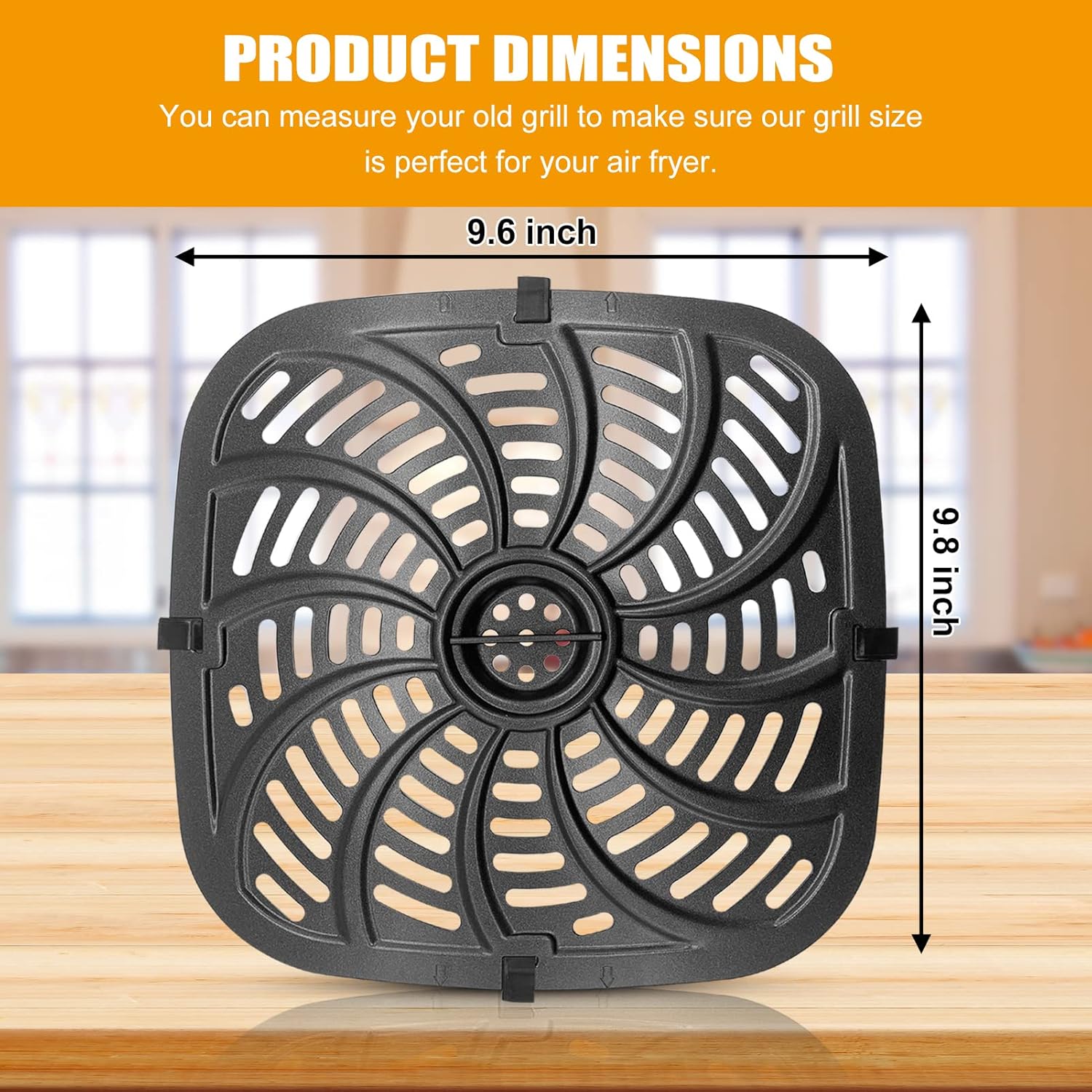 GCQ Air Fryer Grill Pan for Chefman TurboTouch Easy View Air Fryer 8 QT - Non-Stick Replacement Tray Rack with Rubber Bumpers - Dishwasher Safe