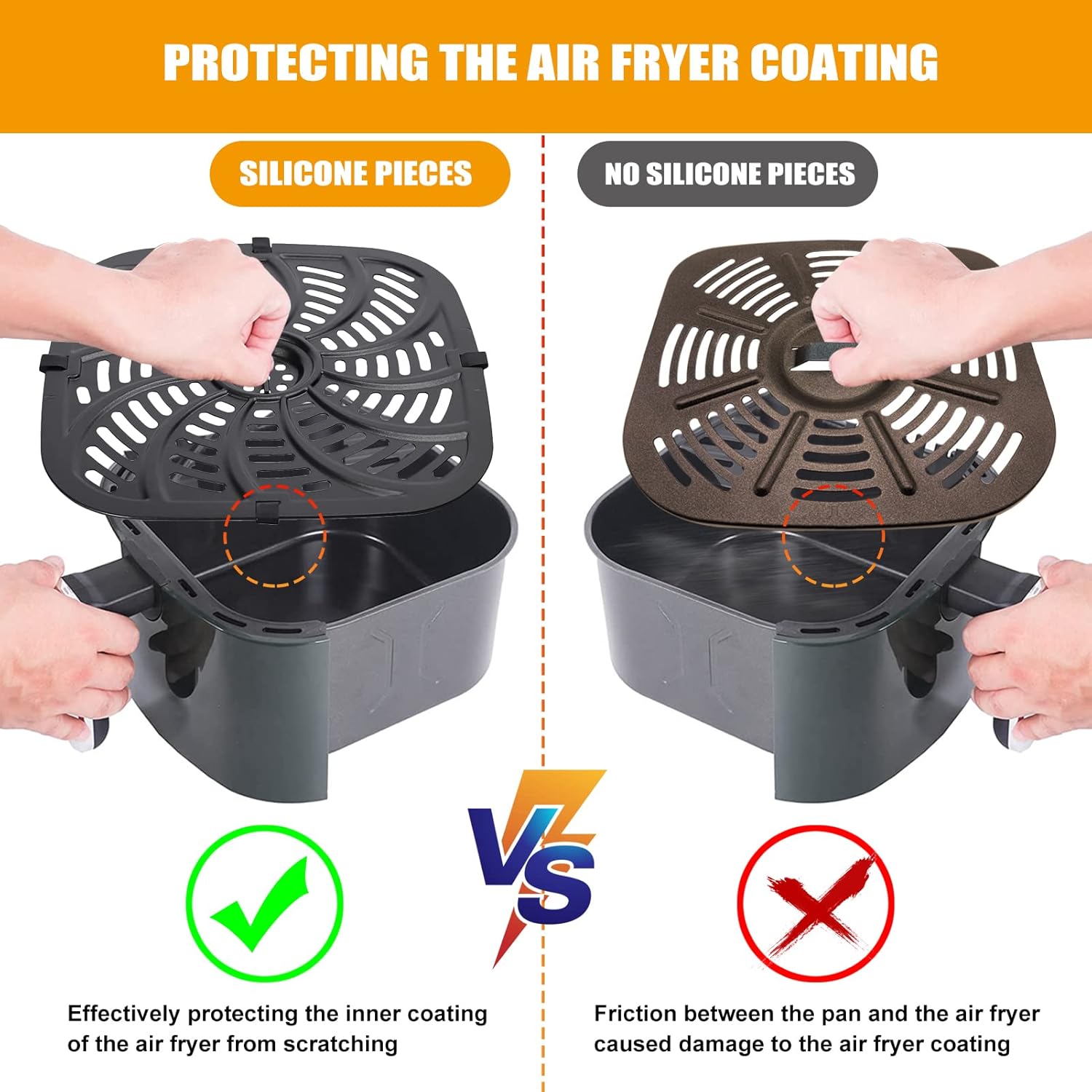 GCQ Air Fryer Grill Pan for Chefman TurboTouch Easy View Air Fryer 8 QT - Non-Stick Replacement Tray Rack with Rubber Bumpers - Dishwasher Safe