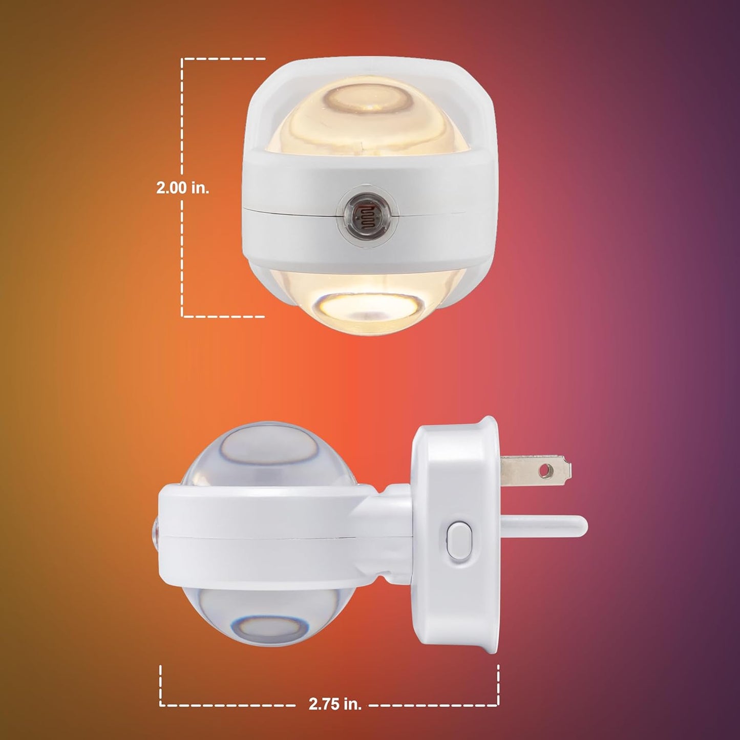 GE Color-Changing LED Night Light with Swivel Design and Dusk to Dawn Sensor - Rotating Ambient Lighting Projector for Kids, Baby, Bedroom, Bathroom, Nursery, Gaming Room, Hallway