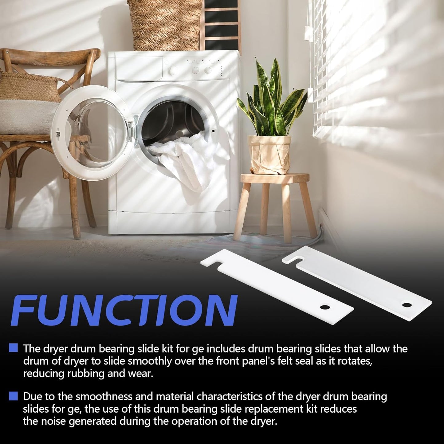 GE Dryer Parts WE3M51 WE3M52 Nylon & Teflon Drum Bearing Slide Replacement Kit - Front Bearing Kit, 4 PCS.