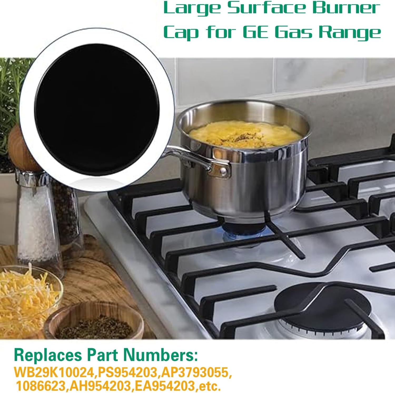 GE Gas Range Large Surface Burner Cap Replacement Part WB29K10024 - 3-1/2 Inch, 1 Pack