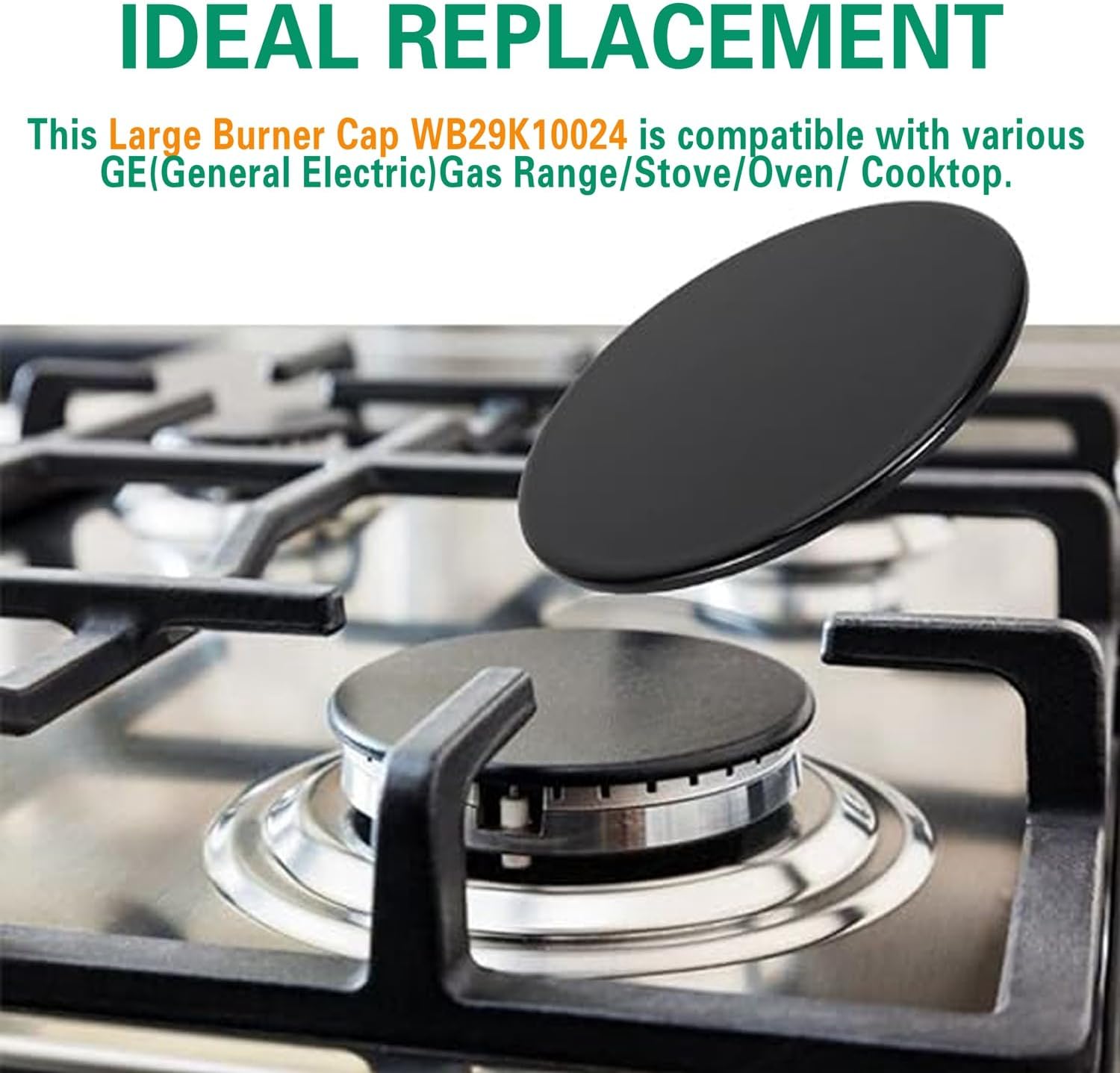 GE Gas Range Large Surface Burner Cap Replacement Part WB29K10024 - 3-1/2 Inch, 1 Pack