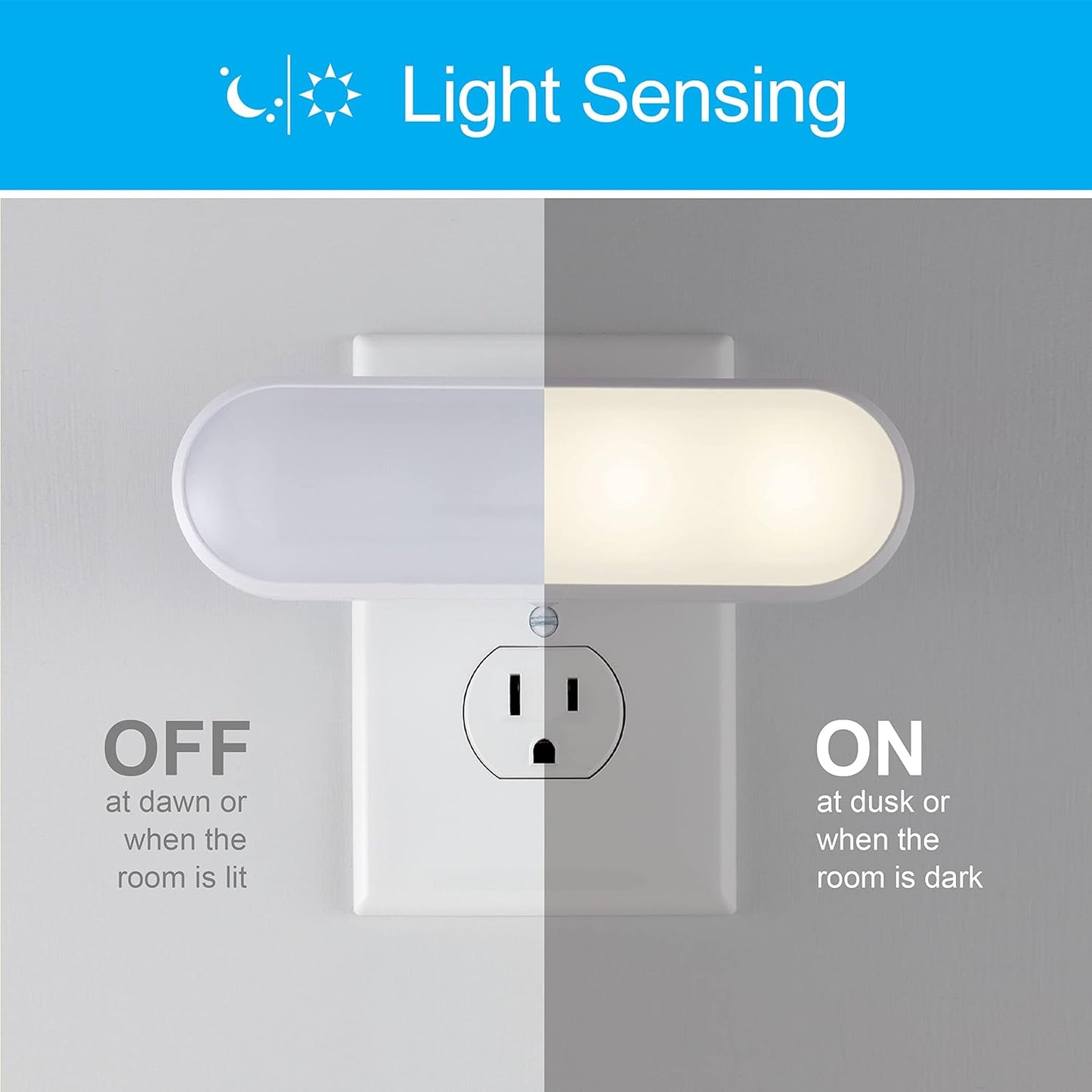 GE Ultrabrite LED Night Light Bar, 100 Lumens, 4 Pack, Dusk-to-Dawn Sensor, Auto/On/Off Switch, Plug-in, Ideal for Bedroom, Bathroom, Kitchen, Hallway, Garage - White