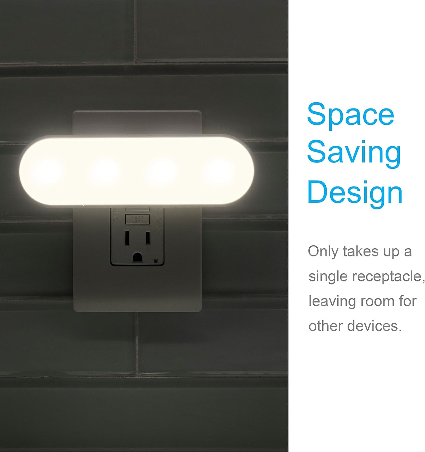 GE Ultrabrite LED Night Light Bar, 100 Lumens, 4 Pack, Dusk-to-Dawn Sensor, Auto/On/Off Switch, Plug-in, Ideal for Bedroom, Bathroom, Kitchen, Hallway, Garage - White