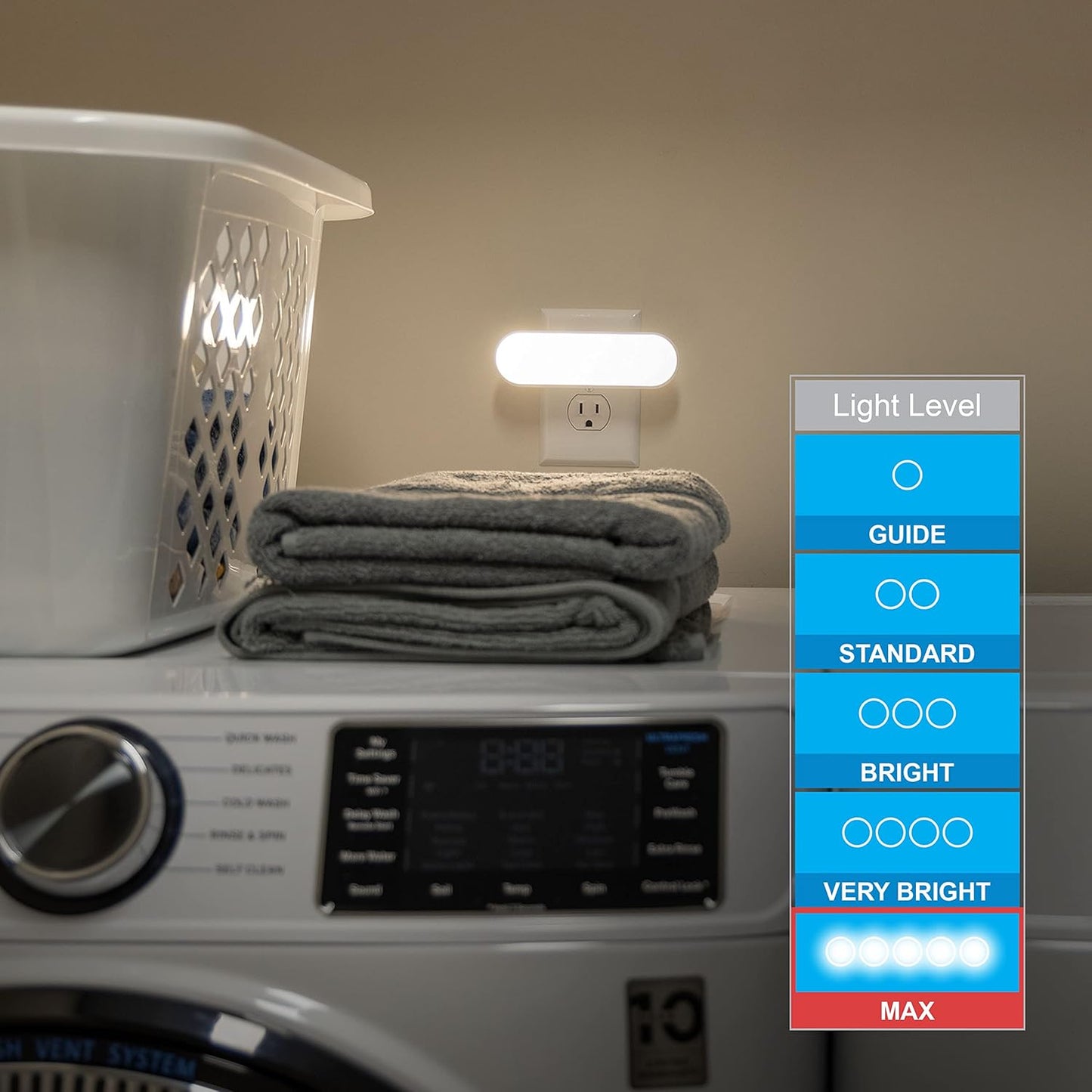 GE Ultrabrite LED Night Light Bar, 100 Lumens, 4 Pack, Dusk-to-Dawn Sensor, Auto/On/Off Switch, Plug-in, Ideal for Bedroom, Bathroom, Kitchen, Hallway, Garage - White