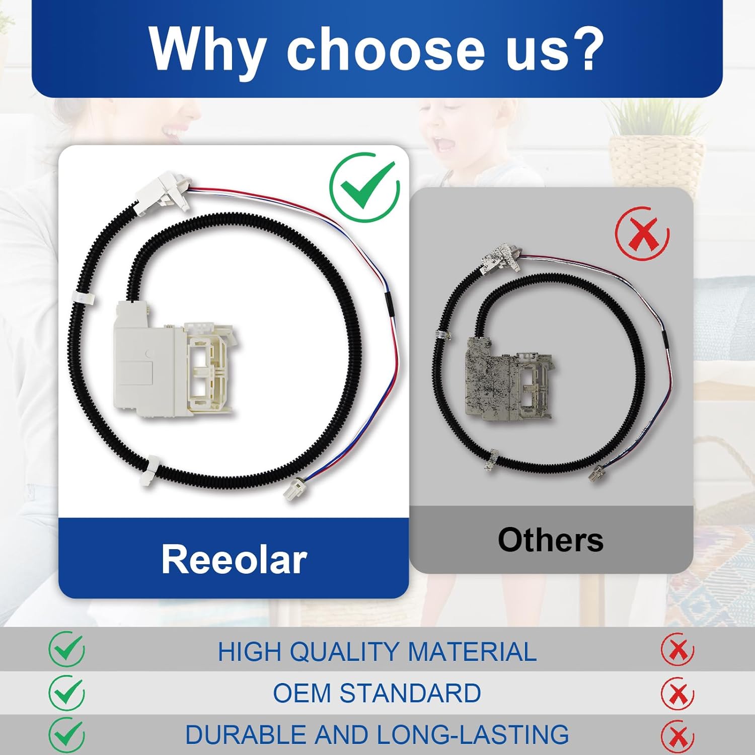 GE Washer Lid Lock and Harness Replacement Kit WH08X32657 WH08X31222 WH08X37937 - Fits Models GTW220ACK7WW GTW335ASN2WW GTW465ASN2WW GTW465ASN3WW GTW465ASN9WW HTW240ASK6WS - Replaces 4963152 AP7033485 PD00070146