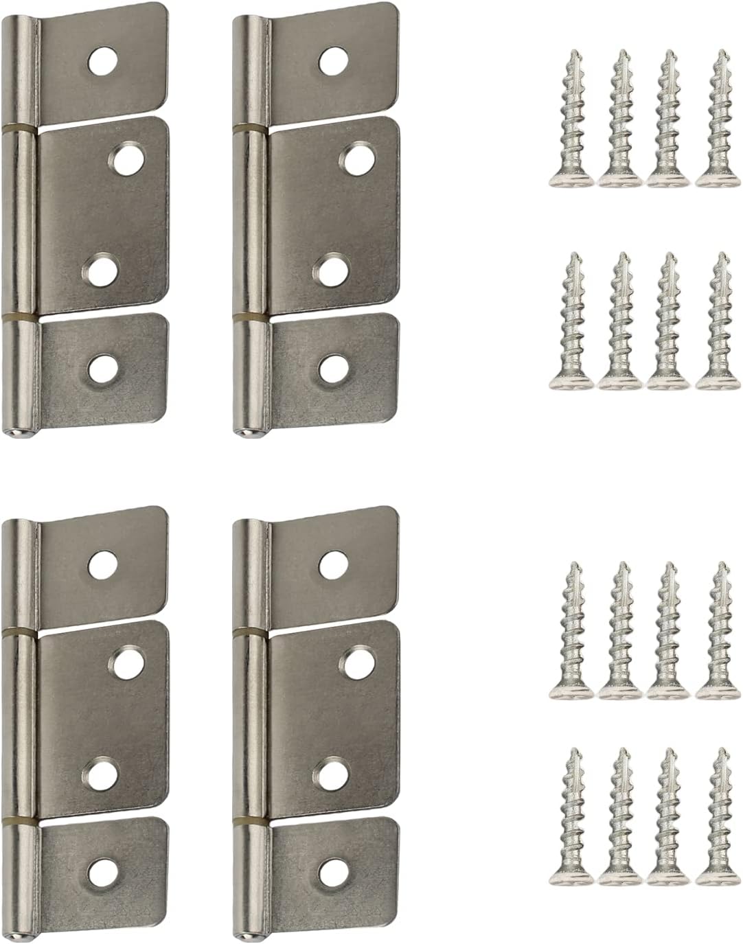 GEAIN Three Leaf Non-Mortised Hinge 4 Pack - Satin Nickel Finish for Mobile Home & RV Interior Doors