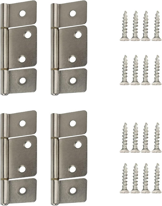 GEAIN Three Leaf Non-Mortised Hinge 4 Pack - Satin Nickel Finish for Mobile Home & RV Interior Doors