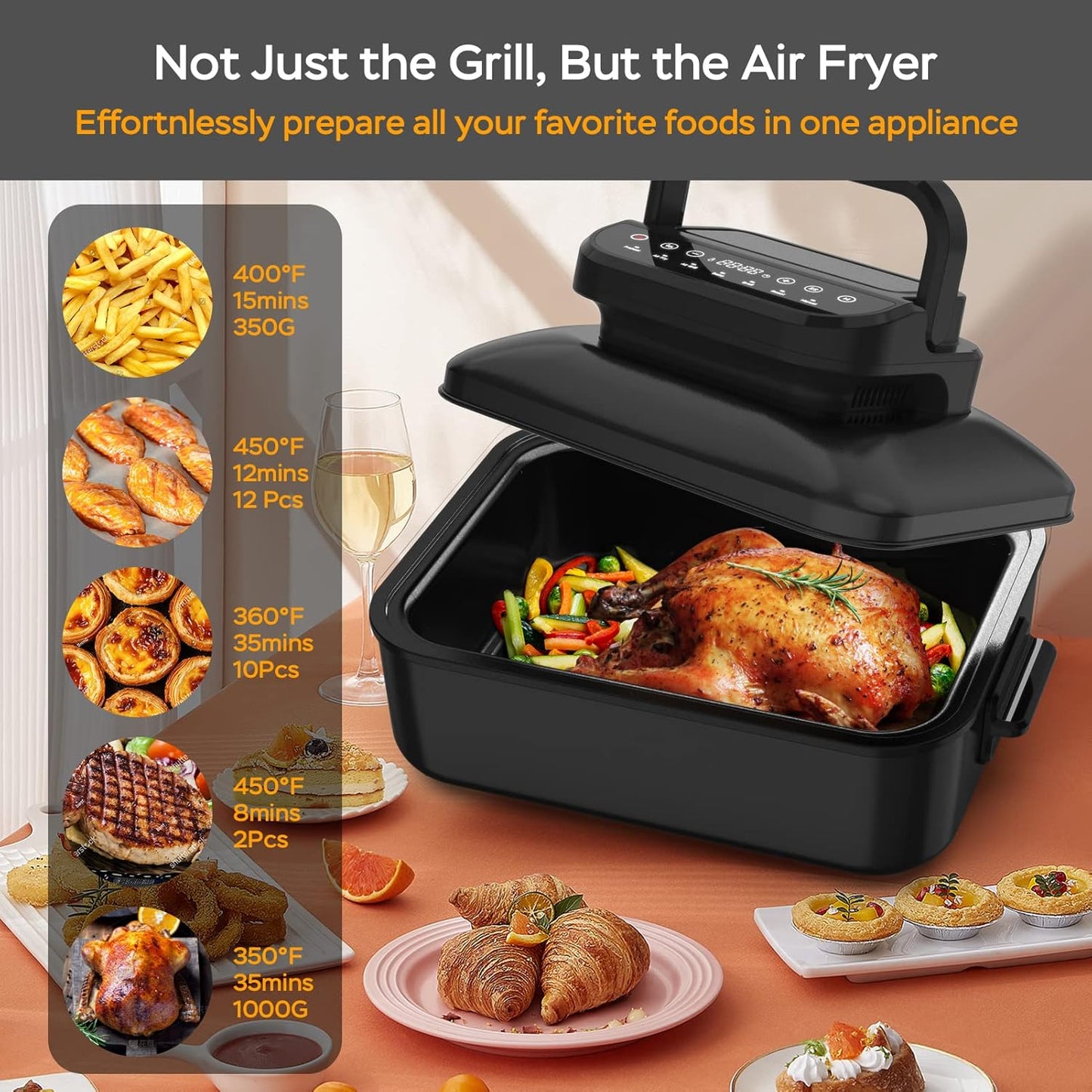Geek Chef Air Fryer and Electric Indoor Grill Combo with Tabletop Grill and Griddle - All-in-One Indoor Cooking Solution