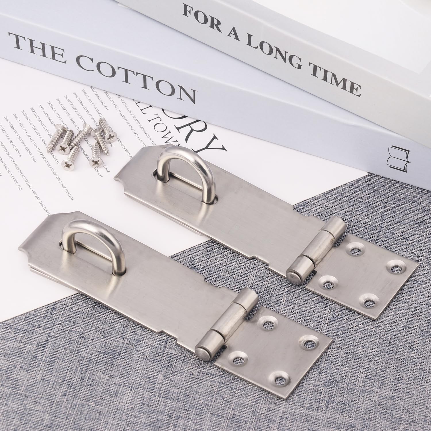 GENHAKON 10 PCS 4 inch Stainless Steel Door Lock Hasp Latch - Thicken Safety Padlock for Sheds, Closets, Lockers - Brushed Steel Window, Cabinet, Shed Lock