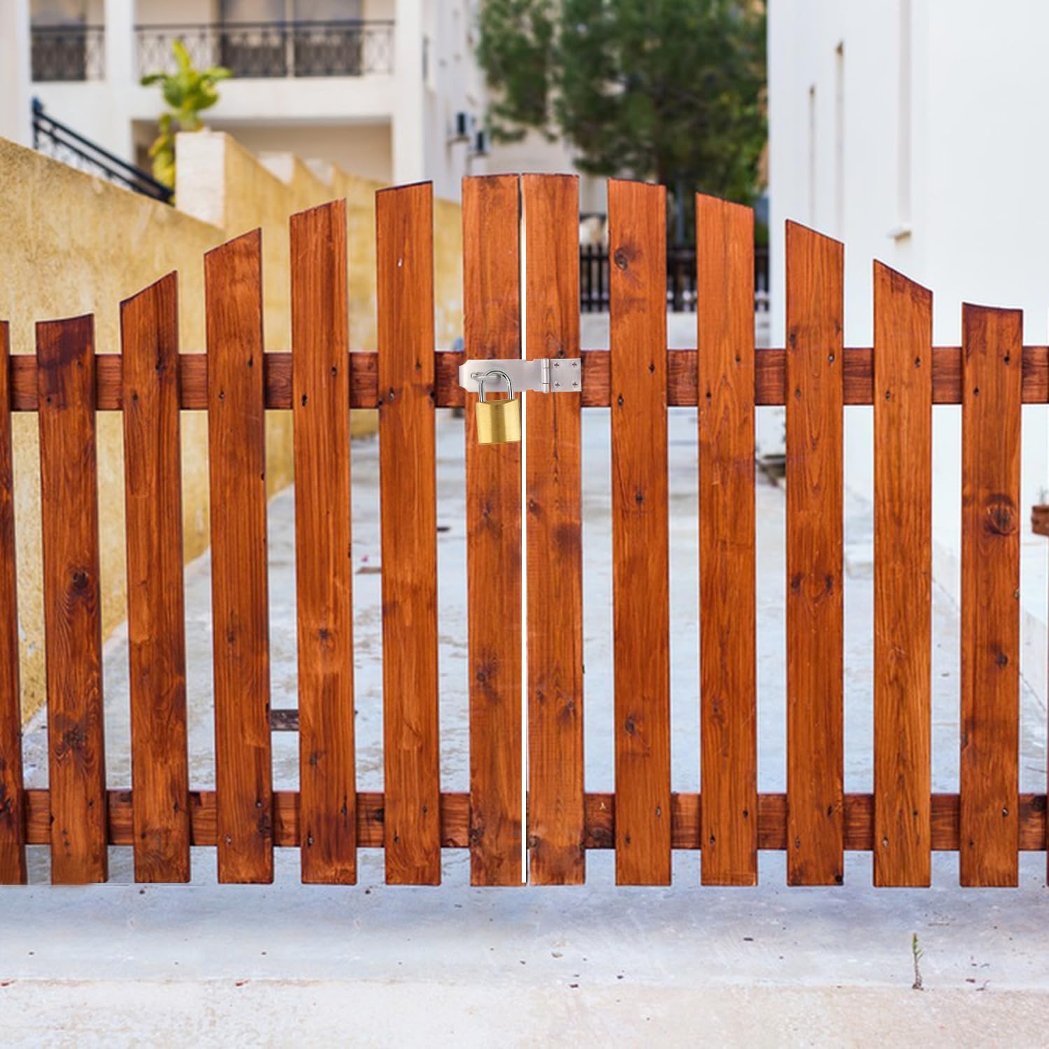 GENHAKON 10 PCS 4 inch Stainless Steel Door Lock Hasp Latch - Thicken Safety Padlock for Sheds, Closets, Lockers - Brushed Steel Window, Cabinet, Shed Lock