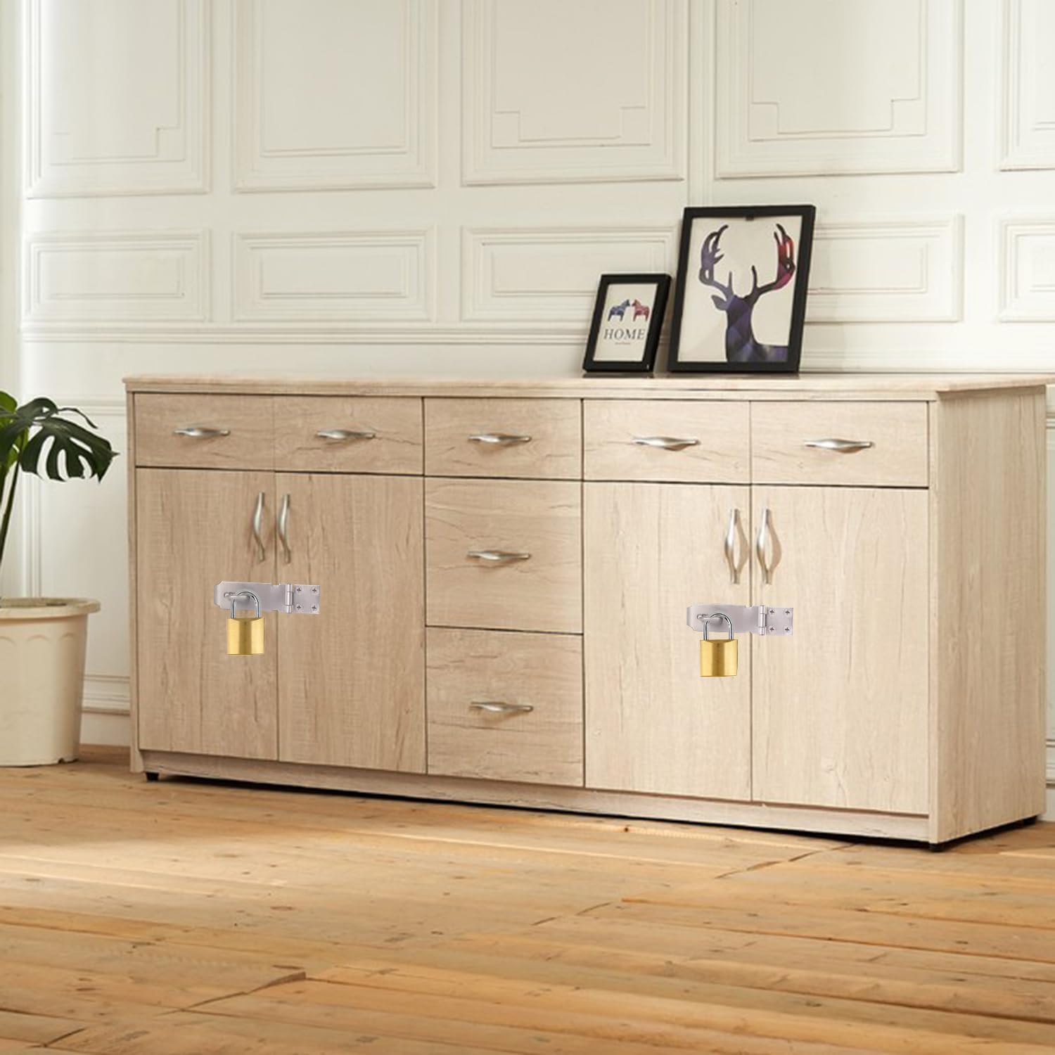 GENHAKON 10 PCS 4 inch Stainless Steel Door Lock Hasp Latch - Thicken Safety Padlock for Sheds, Closets, Lockers - Brushed Steel Window, Cabinet, Shed Lock