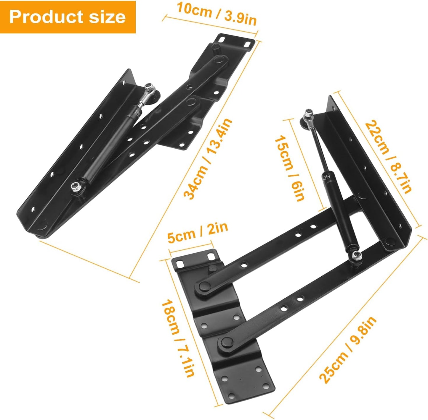 GENHAKON Heavy Duty Folding Lift Up Hinges for Coffee Table Furniture - 1 Pair Hydraulic Mechanism Hardware for Home Lifting - WildKart
