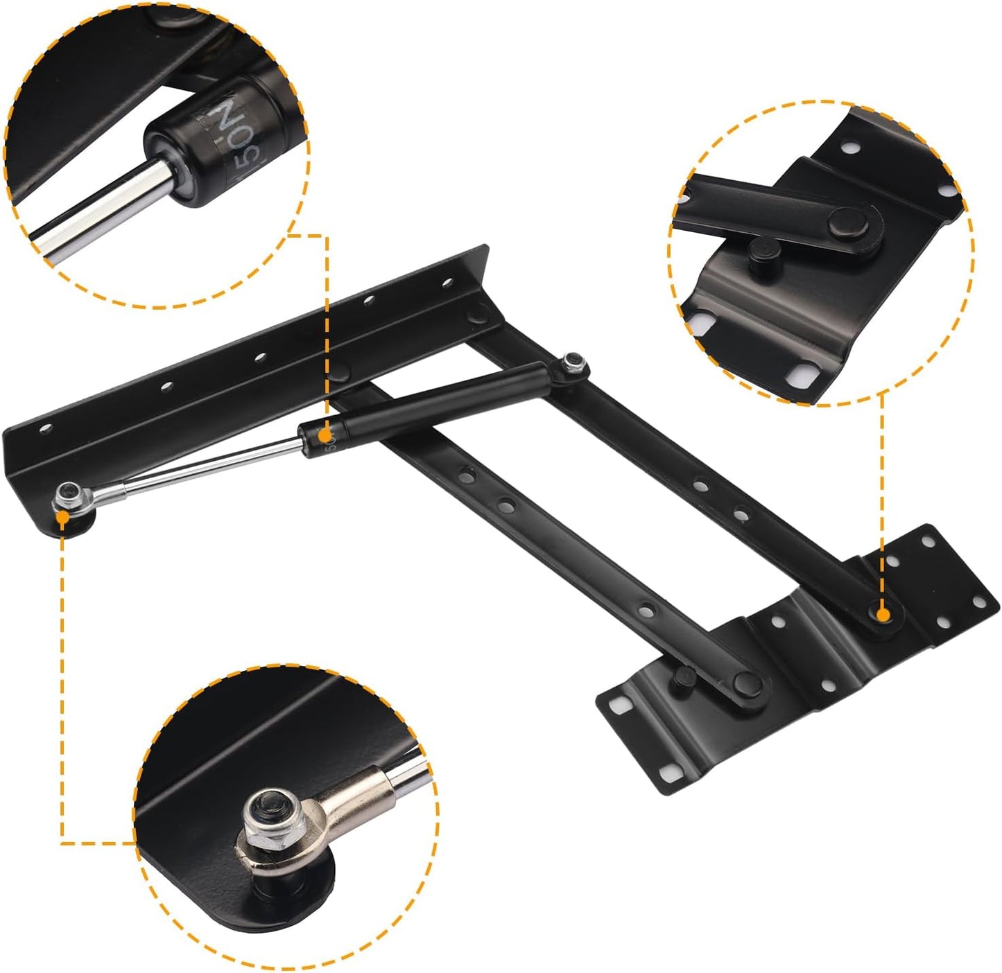 GENHAKON Heavy Duty Folding Lift Up Hinges for Coffee Table Furniture - 1 Pair Hydraulic Mechanism Hardware for Home Lifting - WildKart