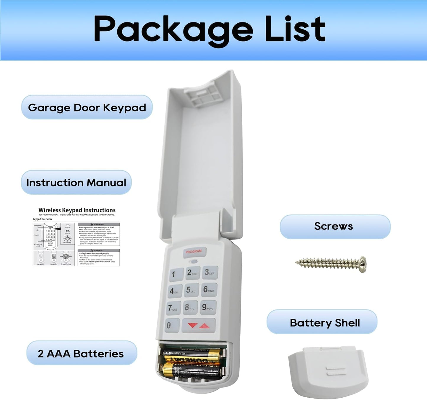 Genie Garage Door Opener Keypad Replacement for All Genie Models - Replace 37332R, GK-BX, OKP-BX, GWKP, and More