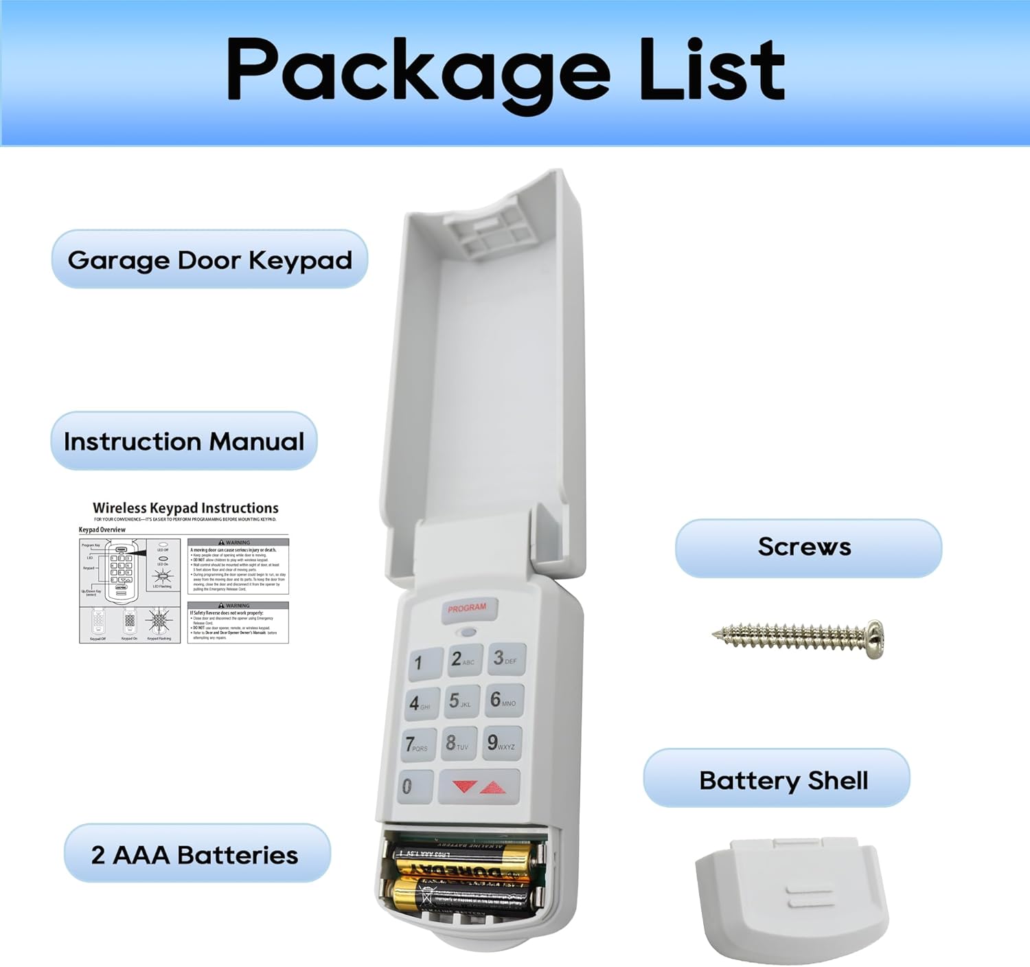 Genie Garage Door Opener Keypad Replacement for All Genie Models - Replace 37332R, GK-BX, OKP-BX, GWKP, and More